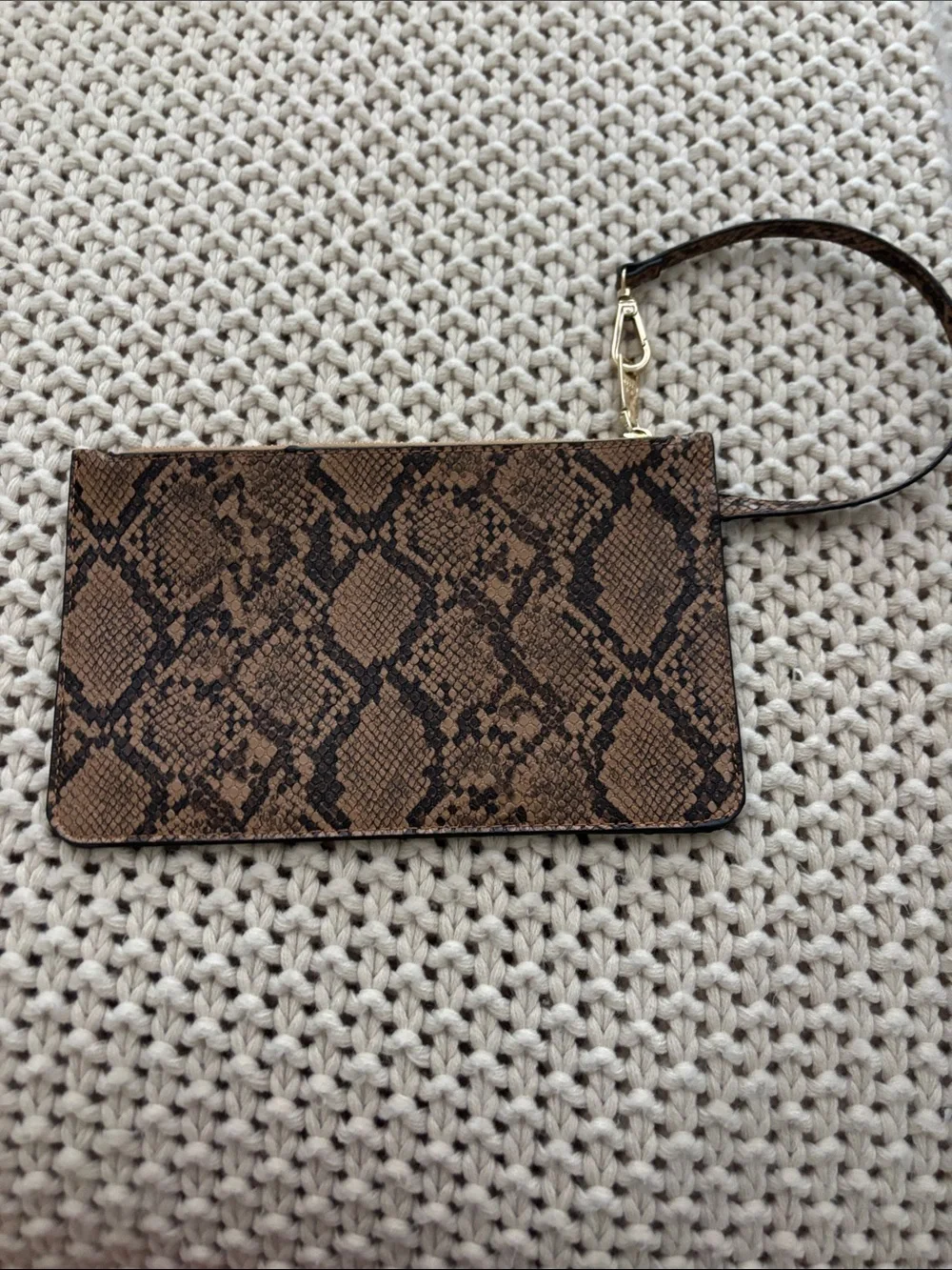 Steve Madden Brown Snake-Print Wristlet Clutch